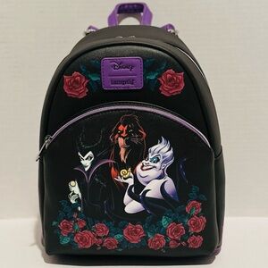 Loungefly Disney NWT Villains Trio Roses Mini Backpack
